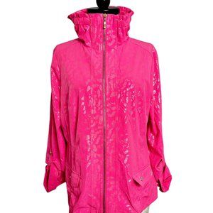 Laura Ashley Leopard Pink Metallic Windbreaker Jacket